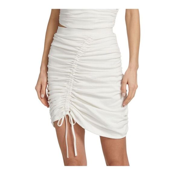 AMUR White Kit Ruched Cotton Mini Skirt Size Small NWT - Picture 1 of 8